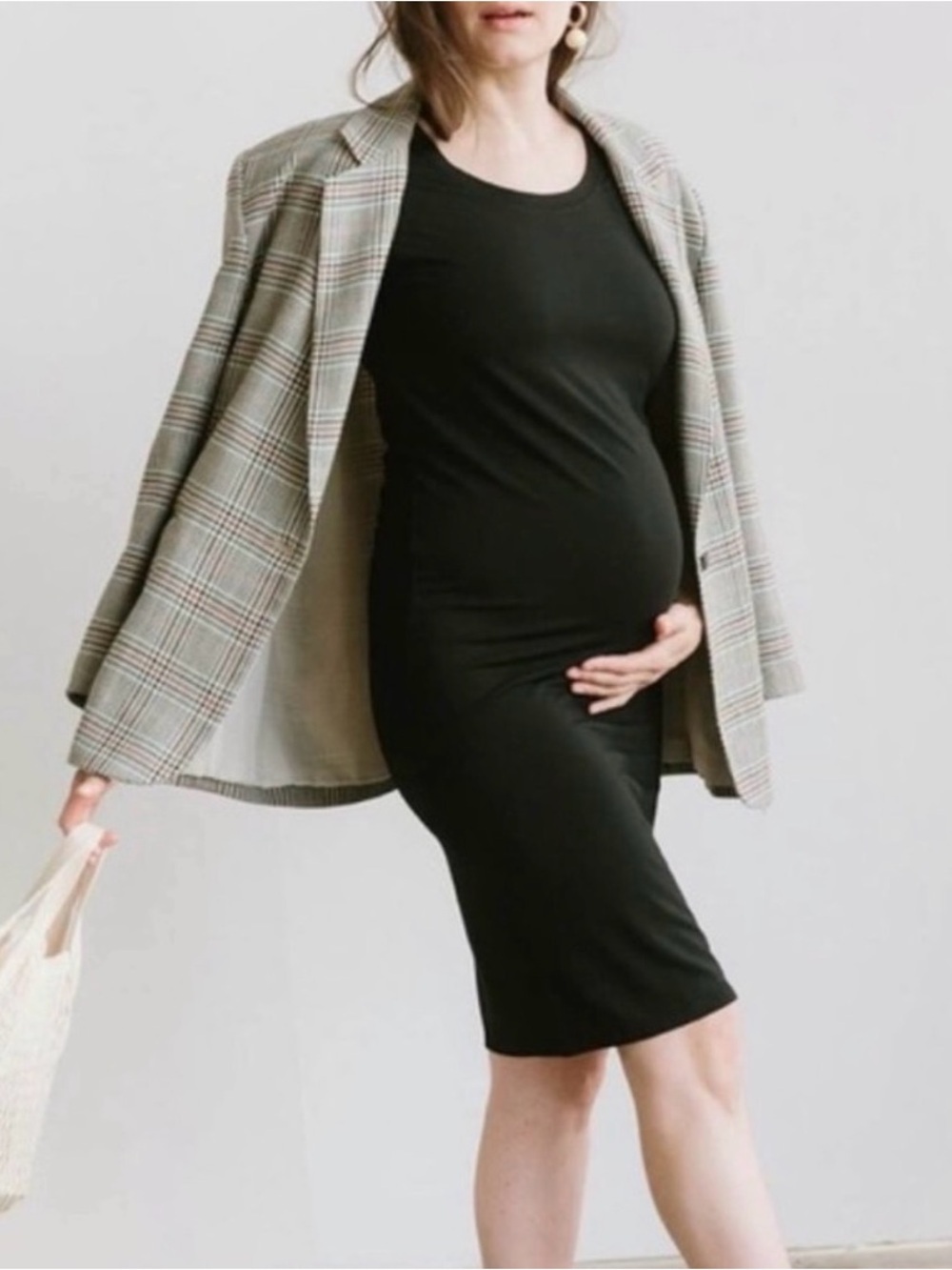STORQ Maternity Tee Scoop Neck Black Midi Dress Size 3 (M)
